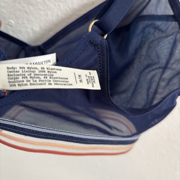 Madewell Mesh Bralette Medium Blue Rainbow Trim Nora Minimalist Sheer Sexy - Picture 4 of 7